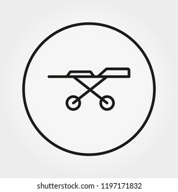 Stretcher on wheels. Medicine. Universal icon for web and mobile application. Vector illustration on a white background. Editable Thin line.