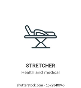 Stretcher outline vector icon. Thin line black stretcher icon, flat vector simple element illustration from editable health and medical concept isolated on white background