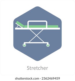 Stretcher and patient bed icon concept