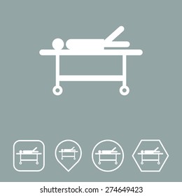 Stretcher & Patient Icon on Flat UI Colors with Different Shapes. Eps-10.