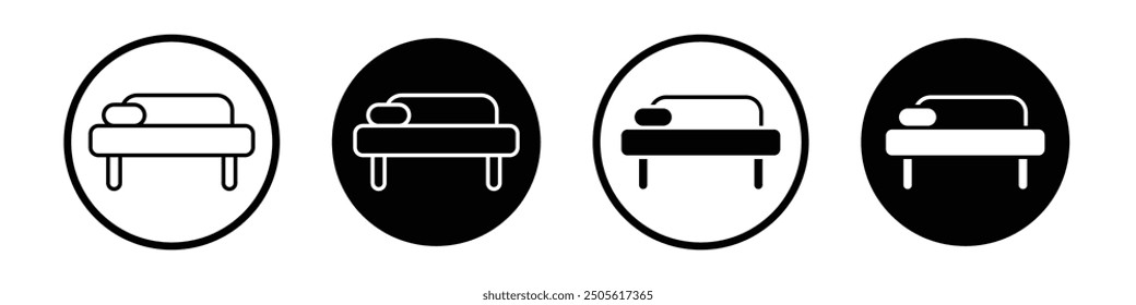 Stretcher vector icon set black filled and outlined style.