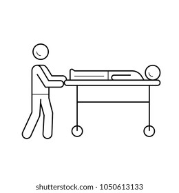 Stretcher vector line icon isolated on white background. Hospital stretcher line icon for infographic, website or app. Icon designed on a grid system.