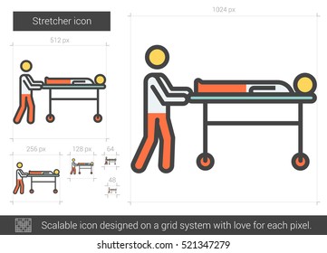 Stretcher vector line icon isolated on white background. Stretcher line icon for infographic, website or app. Scalable icon designed on a grid system.