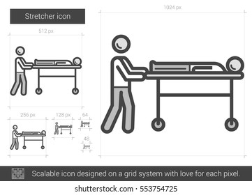 Stretcher vector line icon isolated on white background. Stretcher line icon for infographic, website or app. Scalable icon designed on a grid system.