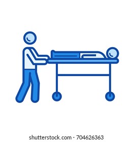 Stretcher vector line icon isolated on white background. Stretcher line icon for infographic, website or app. Blue icon designed on a grid system.