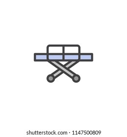 Stretcher with wheels filled outline icon, line vector sign, linear colorful pictogram isolated on white. Hospital bed symbol, logo illustration. Pixel perfect vector graphics