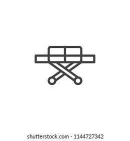 Stretcher with wheels outline icon. linear style sign for mobile concept and web design. Hospital bed simple line vector icon. Symbol, logo illustration. Pixel perfect vector graphics