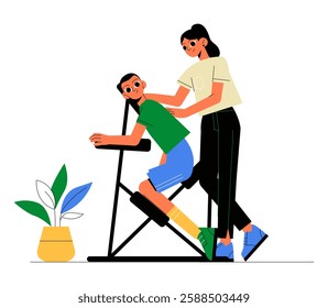 Stretching Back In Flat Vector Illustration Symbolizing Posture Correction, Flexibility, And Spine Health, Isolated On White Background