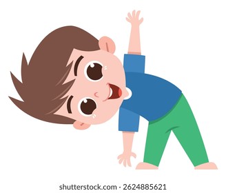 Stretching Boy Cartoon Illustration in Playful Pose
