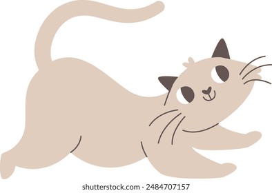 Stretching Cat Hand Drawn Vector Illustration