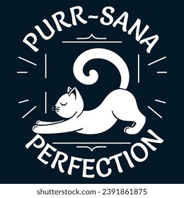 Estirando gato en un diseño relajante de yoga de punta - Perfección Purr-sana