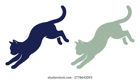 Stretching cat silhouette displaying elegant feline movement graceful pet activity design art.