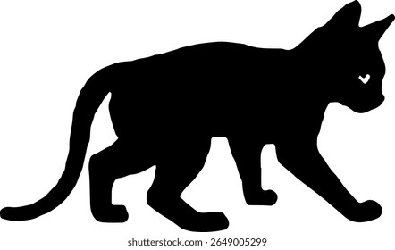 Stretching Cat Silhouette Vector Black Animal Clipart on White Background