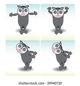 stretching exercise with four cats