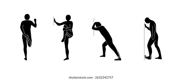 Stretching Exercise Icon Set to stretch arms, legs, back and neck.