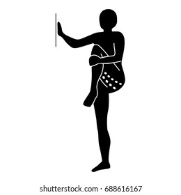 Stretching Exercise Icon to stretch gluteal and  biceps femoris specific. Vector silhouette. White background.