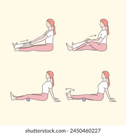 Estiramiento, ejercicio, ejercicio de la pierna para la salud de la rodilla