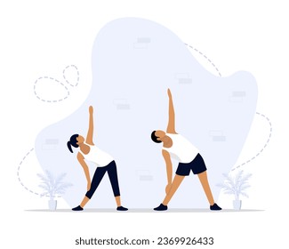 Stretching exercises concept illustration. Suitable for web landing page, ui, mobile app, editorial design, flyer, banner, and other related occasion.