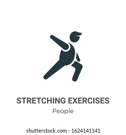 Stretching exercises glyph icon vector on white background. Flat vector stretching exercises icon symbol sign from modern people collection for mobile concept and web apps design.
