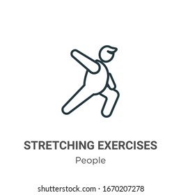 Stretching exercises outline vector icon. Thin line black stretching exercises icon, flat vector simple element illustration from editable people concept isolated stroke on white background