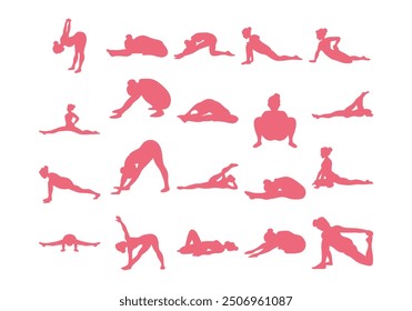 Stretching Exercises Silhouette Element Set