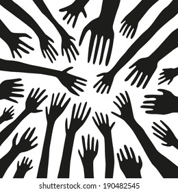 stretching hands - vector illustration