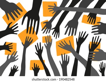 stretching hands - vector illustration