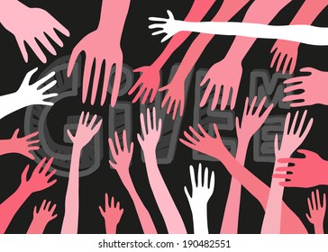stretching hands - vector illustration