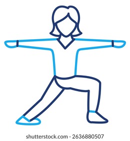 Stretching icon represented by women Stretching Dual Line style.