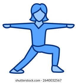 Stretching icon represented by women Stretching Blue style.