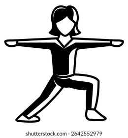 Ícone de alongamento representado por mulheres Alongando o estilo Preenchido de Preto.