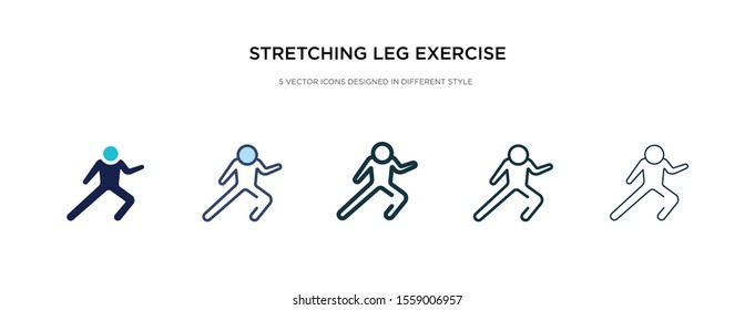 stretching leg exercise icon in different style vector illustration. two colored and black stretching leg exercise vector icons designed in filled, outline, line and stroke style can be used for
