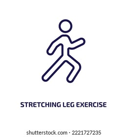 stretching leg exercise icon from gym and fitness collection. Thin linear stretching leg exercise, leg, fitness outline icon isolated on white background. Line vector stretching leg exercise sign, 