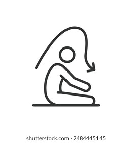 Stretching, in line design. Stretching, flexibility, warm-up, stretch, yoga, mobility, stretching icon on white background vector. Stretching editable stroke icon.