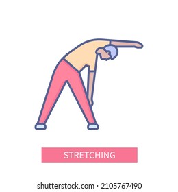 Stretching - icono de estilo de diseño de línea de color moderno