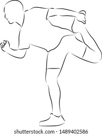 stretching process fitness contour vector illustration