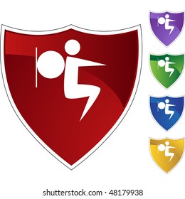 Stretching stick figure isolated web icon on a background.