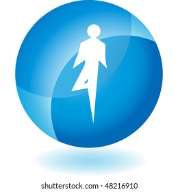 Stretching stick figure isolated web icon on a background.
