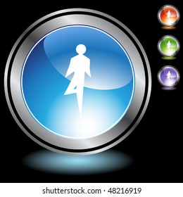 Stretching stick figure isolated web icon on a background.