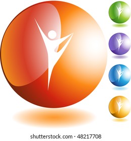 Stretching stick figure isolated web icon on a background.