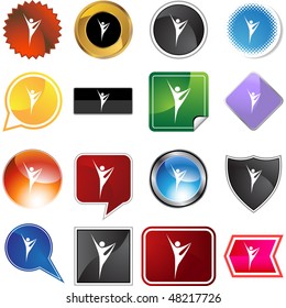 Stretching stick figure isolated web icon on a background.
