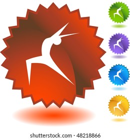 Stretching stick figure isolated web icon on a background.