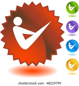 Stretching stick figure isolated web icon on a background.