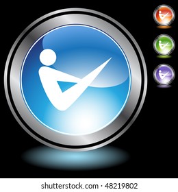 Stretching stick figure isolated web icon on a background.