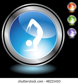 Stretching stick figure isolated web icon on a background.