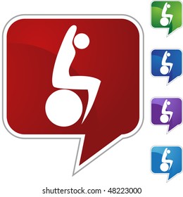 Stretching stick figure isolated web icon on a background.