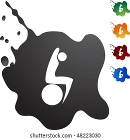 Stretching stick figure isolated web icon on a background.