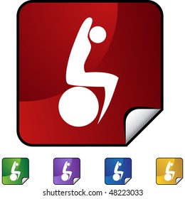 Stretching stick figure isolated web icon on a background.