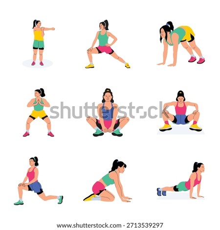 Stretching Vector Flat Illustration Set 2