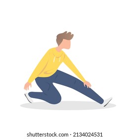 Stretching and warming up ,Burning Calories workout program for beginner,exercises routine,build muscle,men physical activity outdoor,Motivation good healthy,Vector illustration.